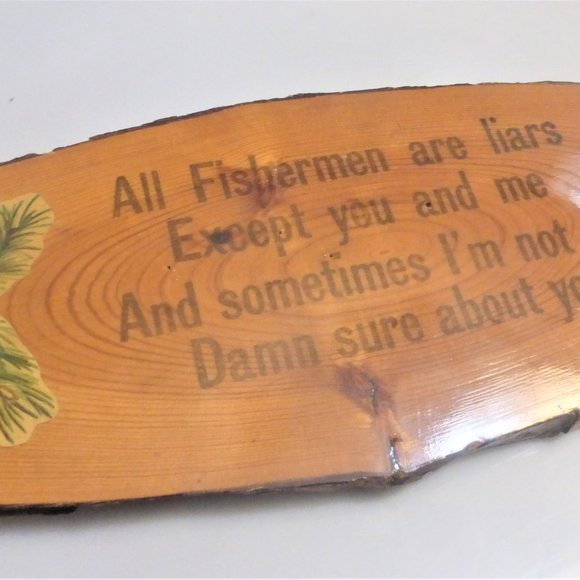 2x Solid Wood Plaque RETIRED & FISHERMEN No Boss No Mola No Job Liars Handmade - Picture 6 of 11